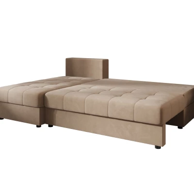 Rozkládací rohová sedačka ADELINDE - hnědá, levý roh