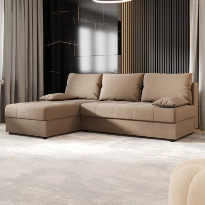 Rozkládací rohová sedačka ADELINDE - hnědá, levý roh