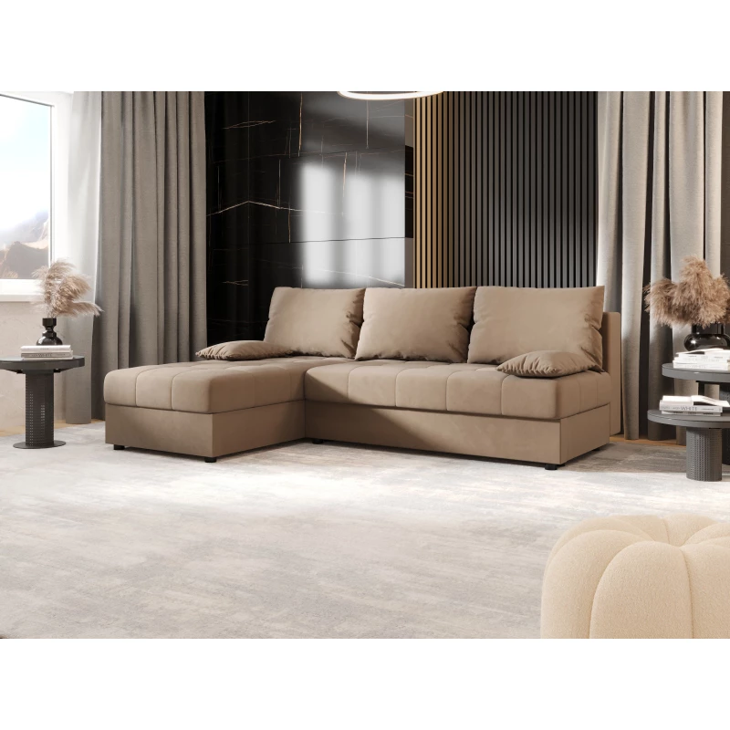 Rozkládací rohová sedačka ADELINDE - hnědá, levý roh