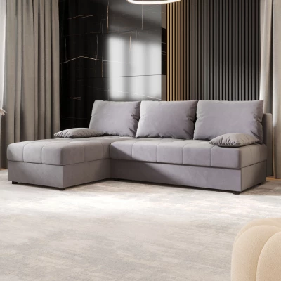 Rozkládací rohová sedačka ADELINDE - světle šedá, levý roh