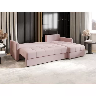 Rozkládací sedací souprava ADELINDE - růžová, pravý roh