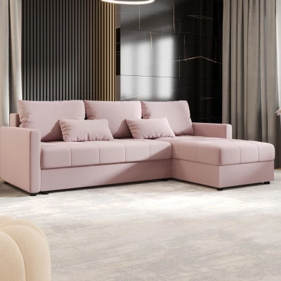 Rozkládací sedací souprava ADELINDE - růžová, pravý roh