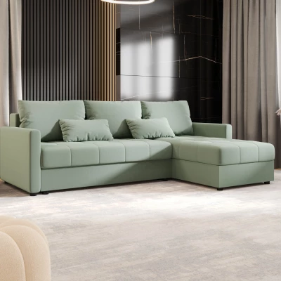 Rozkládací sedací souprava ADELINDE - zelená, pravý roh