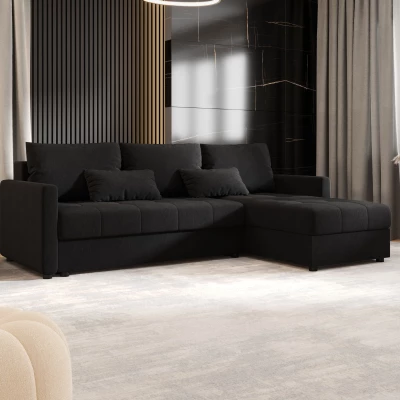 Rozkládací sedací souprava ADELINDE - černá 1, pravý roh