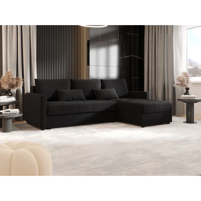 Rozkládací sedací souprava ADELINDE - černá 1, pravý roh