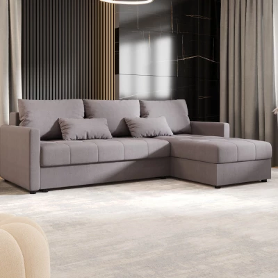 Rozkládací sedací souprava ADELINDE - šedá, pravý roh