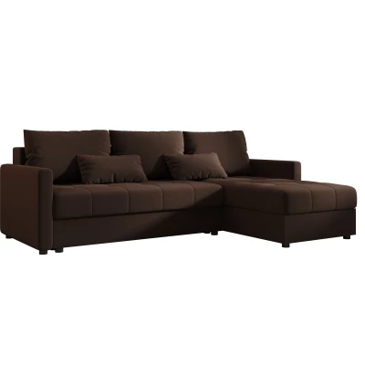 Rozkládací sedací souprava ADELINDE - tmavě hnědá, pravý roh