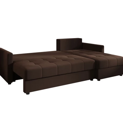 Rozkládací sedací souprava ADELINDE - tmavě hnědá, pravý roh