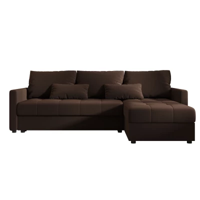 Rozkládací sedací souprava ADELINDE - tmavě hnědá, pravý roh