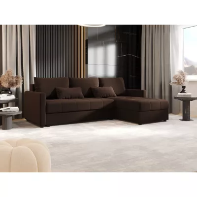 Rozkládací sedací souprava ADELINDE - tmavě hnědá, pravý roh
