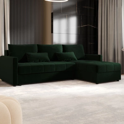 Rozkládací sedací souprava ADELINDE - tmavě zelená, pravý roh