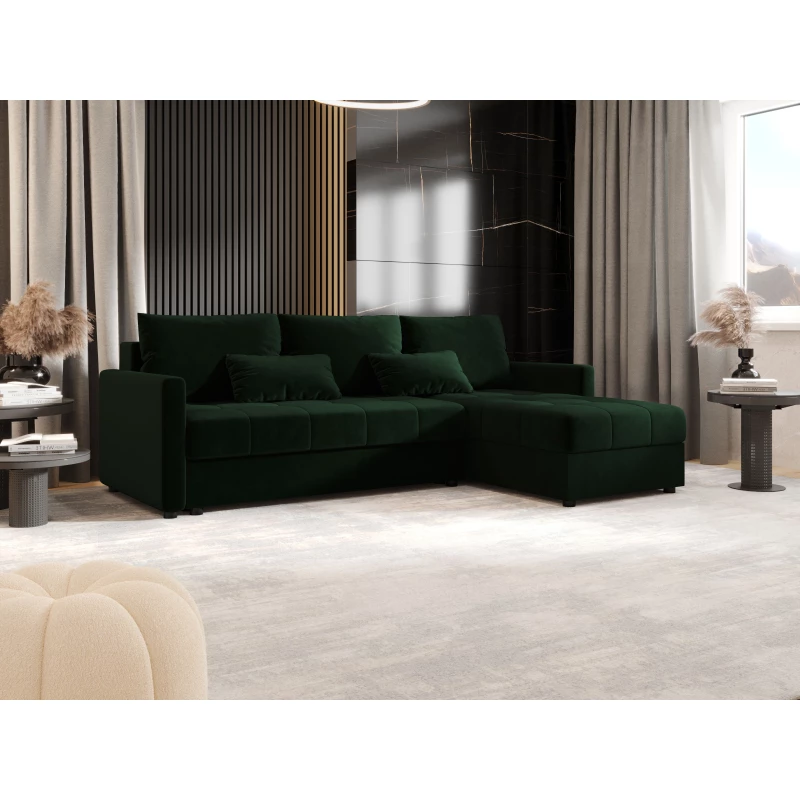 Rozkládací sedací souprava ADELINDE - tmavě zelená, pravý roh