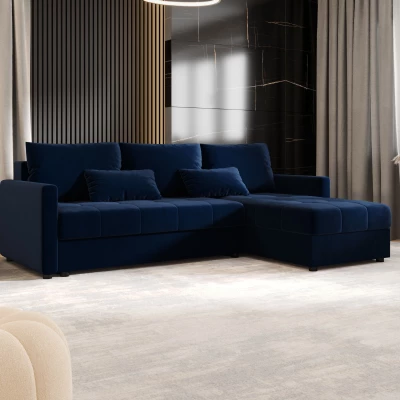 Rozkládací sedací souprava ADELINDE - tmavě modrá, pravý roh