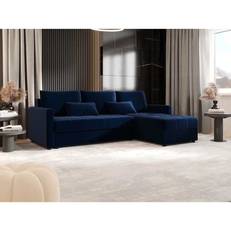 Rozkládací sedací souprava ADELINDE - tmavě modrá, pravý roh