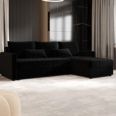 Rozkládací sedací souprava ADELINDE - černá 2, pravý roh