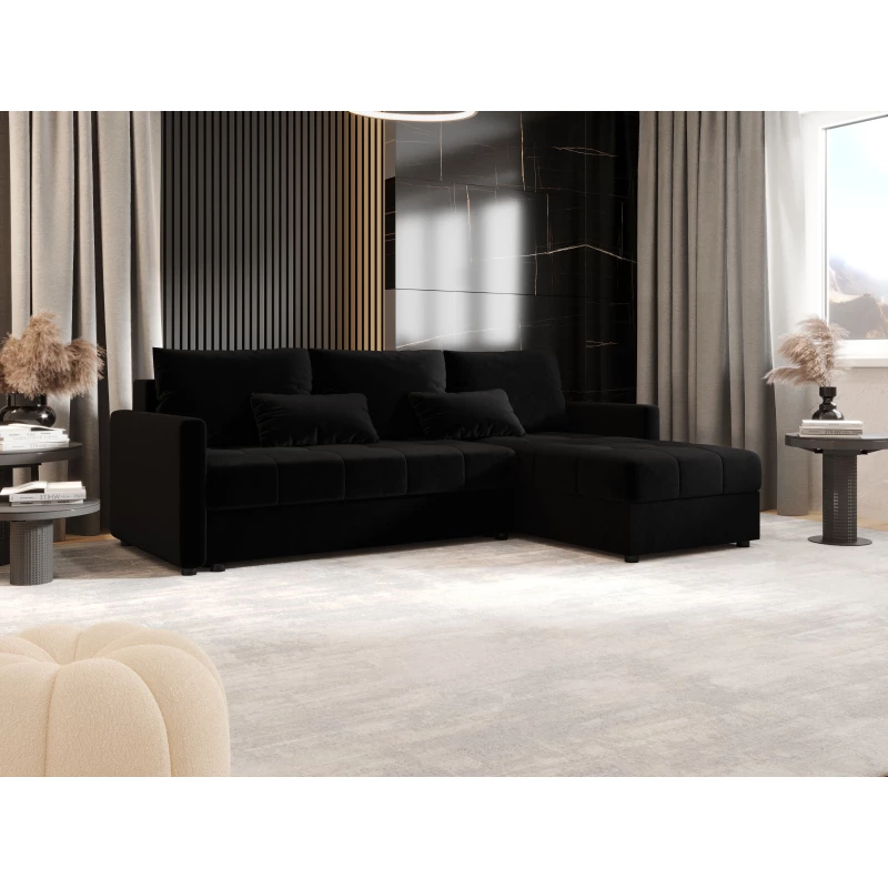 Rozkládací sedací souprava ADELINDE - černá 2, pravý roh