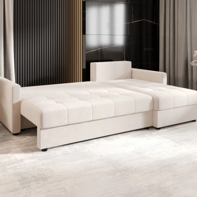 Rozkládací sedací souprava ADELINDE - krémová, pravý roh