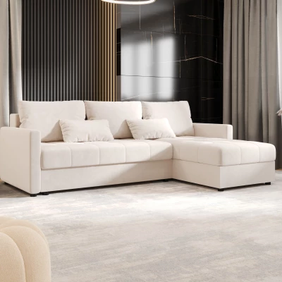 Rozkládací sedací souprava ADELINDE - krémová, pravý roh