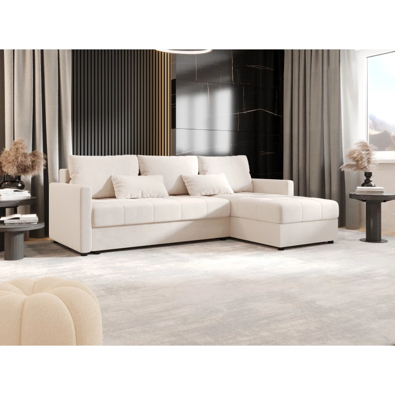 Rozkládací sedací souprava ADELINDE - krémová, pravý roh