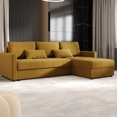 Rozkládací sedací souprava ADELINDE - hořčicová, pravý roh