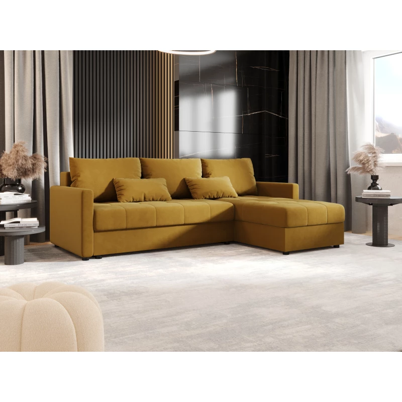 Rozkládací sedací souprava ADELINDE - hořčicová, pravý roh