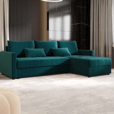 Rozkládací sedací souprava ADELINDE - petrolejová, pravý roh