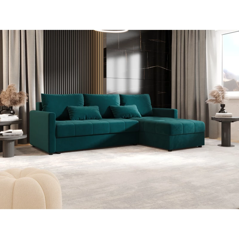 Rozkládací sedací souprava ADELINDE - petrolejová, pravý roh