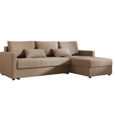 Rozkládací sedací souprava ADELINDE - hnědá, pravý roh