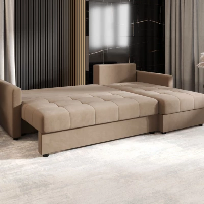 Rozkládací sedací souprava ADELINDE - hnědá, pravý roh