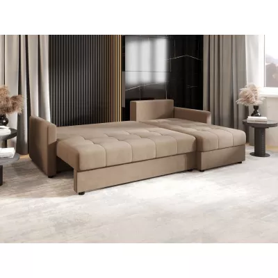 Rozkládací sedací souprava ADELINDE - hnědá, pravý roh