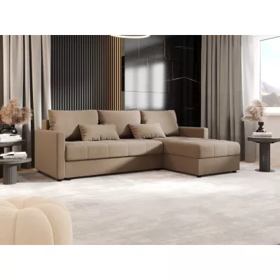 Rozkládací sedací souprava ADELINDE - hnědá, pravý roh