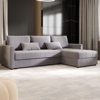 Rozkládací sedací souprava ADELINDE - světle šedá, pravý roh