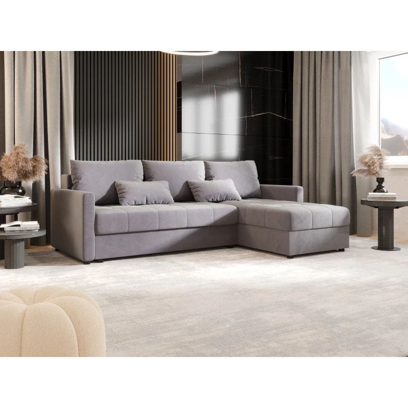 Rozkládací sedací souprava ADELINDE - světle šedá, pravý roh