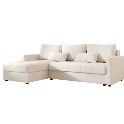 Rozkládací sedací souprava ADELINDE - smetanová, levý roh