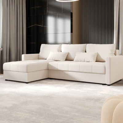 Rozkládací sedací souprava ADELINDE - smetanová, levý roh