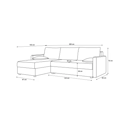 Rozkládací sedací souprava ADELINDE - smetanová, levý roh