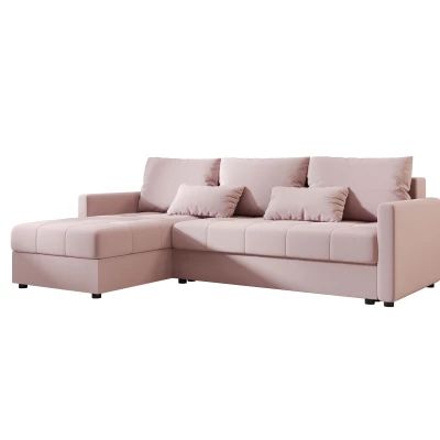 Rozkládací sedací souprava ADELINDE - růžová, levý roh