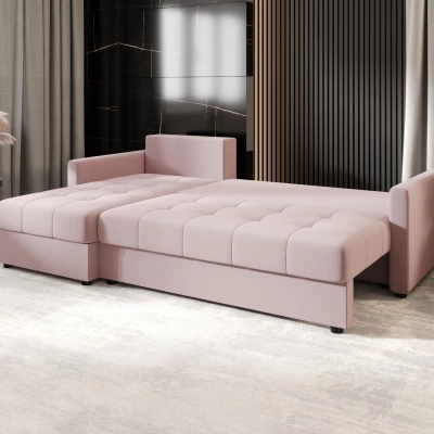 Rozkládací sedací souprava ADELINDE - růžová, levý roh