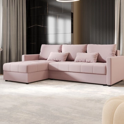 Rozkládací sedací souprava ADELINDE - růžová, levý roh