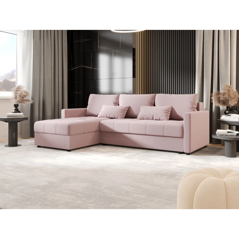 Rozkládací sedací souprava ADELINDE - růžová, levý roh