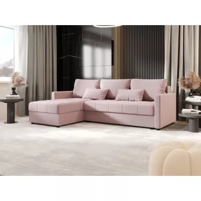 Rozkládací sedací souprava ADELINDE - růžová, levý roh