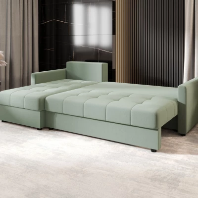 Rozkládací sedací souprava ADELINDE - zelená, levý roh