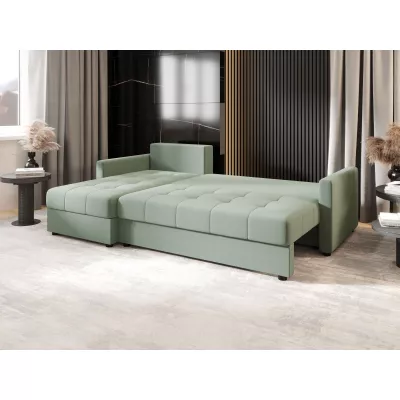 Rozkládací sedací souprava ADELINDE - zelená, levý roh