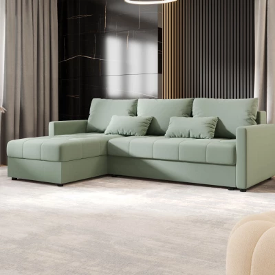 Rozkládací sedací souprava ADELINDE - zelená, levý roh