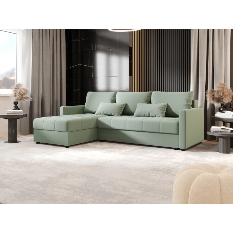 Rozkládací sedací souprava ADELINDE - zelená, levý roh