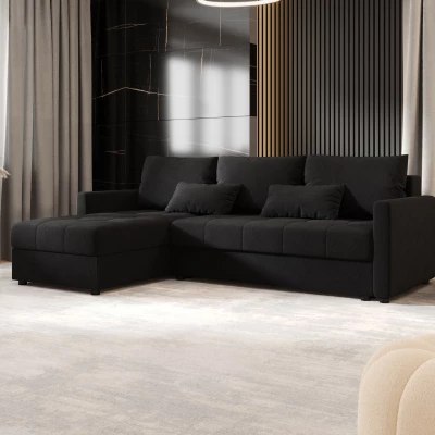 Rozkládací sedací souprava ADELINDE - černá 1, levý roh