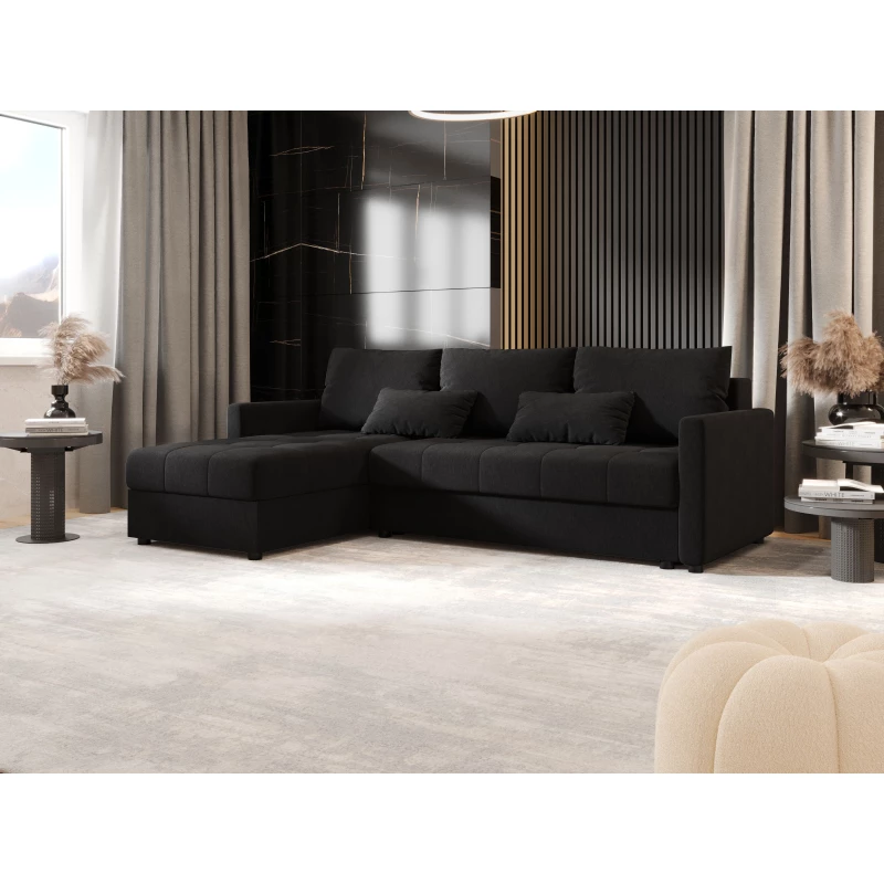 Rozkládací sedací souprava ADELINDE - černá 1, levý roh