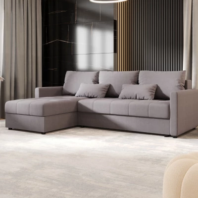 Rozkládací sedací souprava ADELINDE - šedá, levý roh