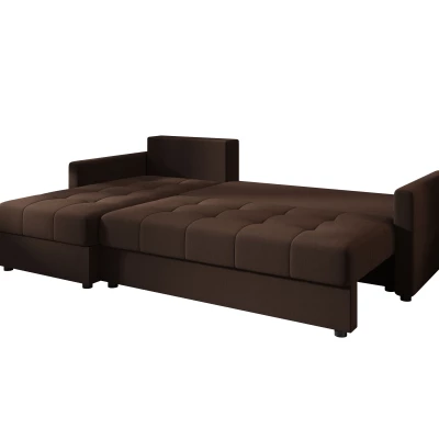 Rozkládací sedací souprava ADELINDE - tmavě hnědá, levý roh