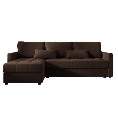 Rozkládací sedací souprava ADELINDE - tmavě hnědá, levý roh